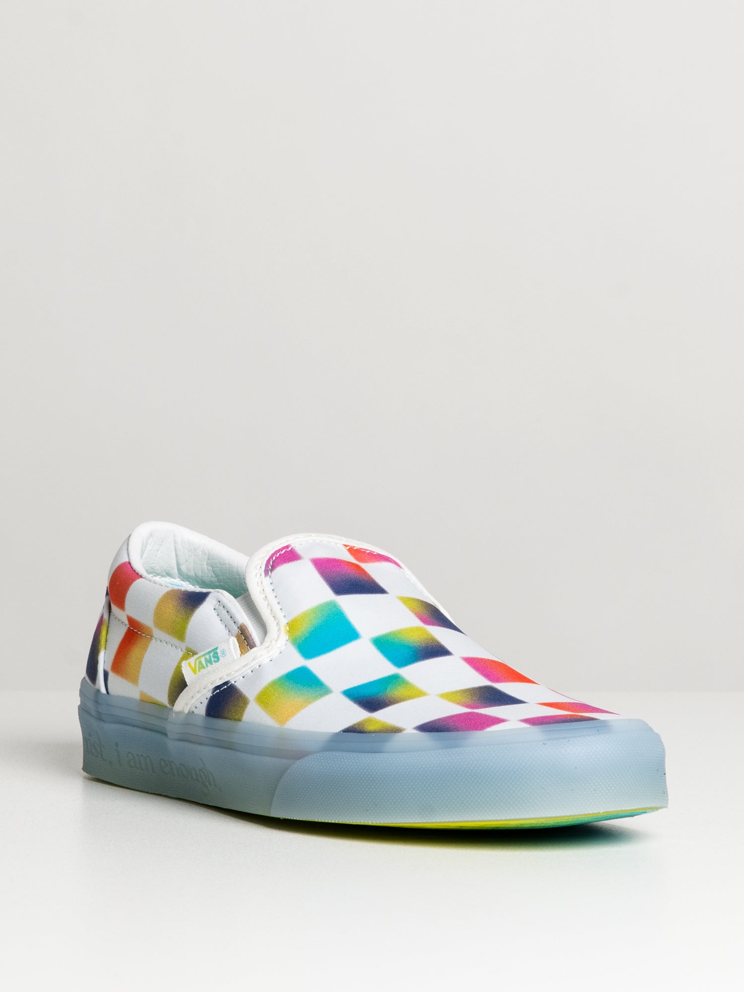 Rainbow checkerboard slip hot sale on vans womens