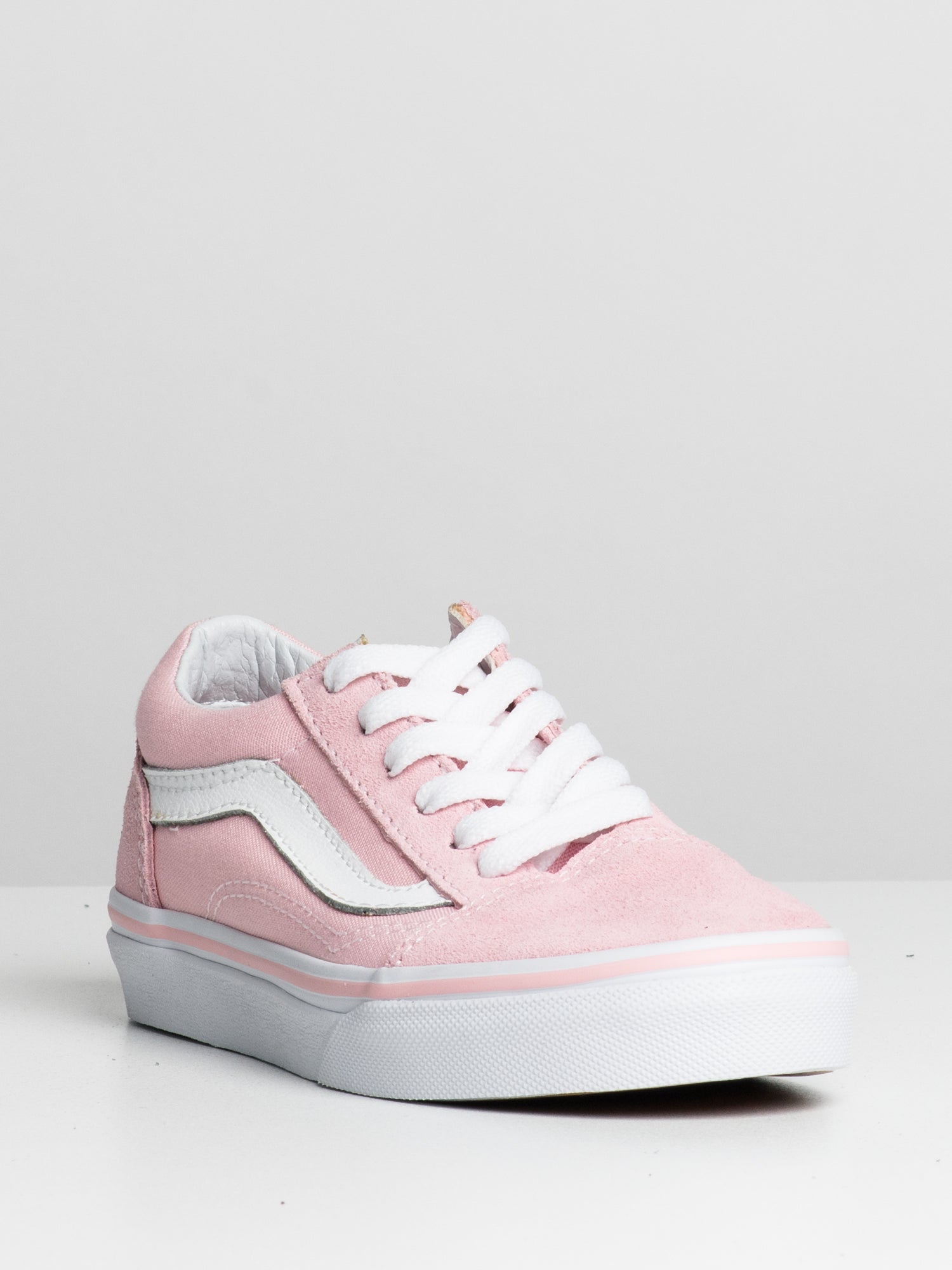 Kids pink hotsell and white vans