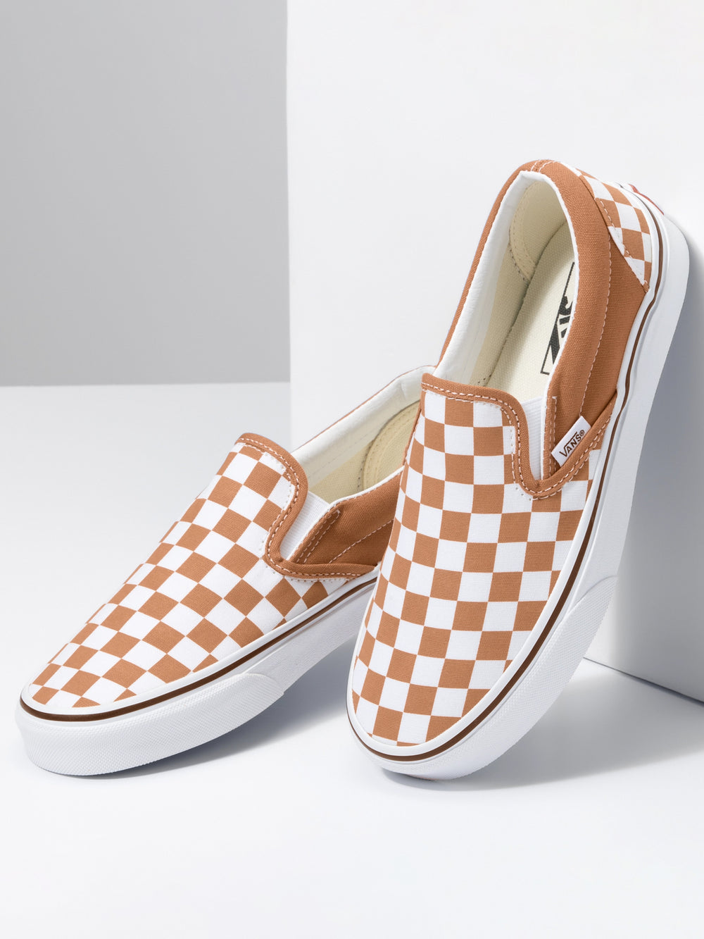 Checkered Vans Tan Van Slip Ons WOMENS VANS CLASSIC SLIP ON CLEARANCE