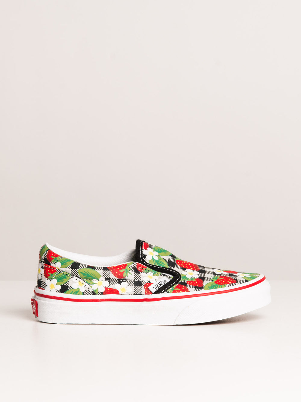 VANS KIDS CLASSIC SLIP ON STRAWBERRY GINGHAM SNEAKER - CLEARANCE