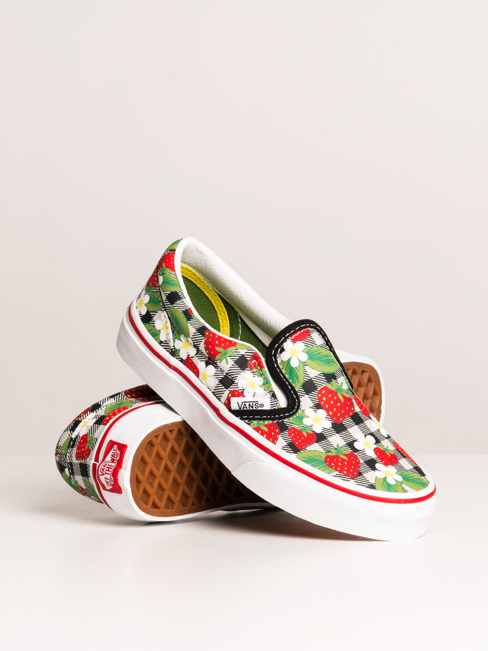 VANS KIDS CLASSIC SLIP ON STRAWBERRY GINGHAM SNEAKER - CLEARANCE