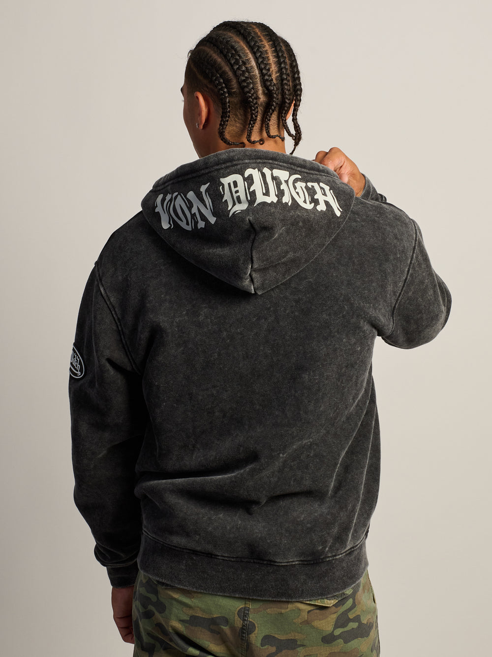 VON DUTCH HALF ZIP WASH HOODIE