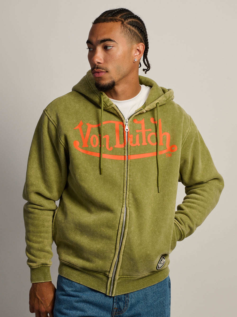 VON DUTCH FULL ZIP WASH HOODIE