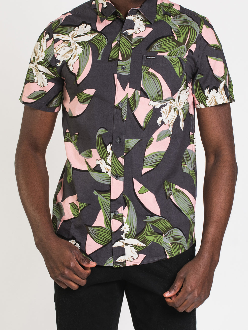 VOLCOM CUT OUT SHORT SLEEVE FLORAL - CLEARANCE