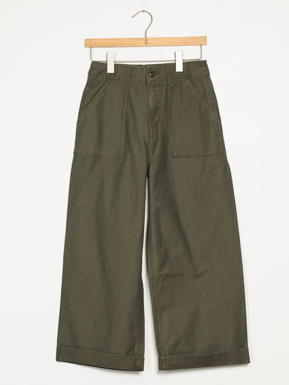 WOMENS ARMY WHALER WIDE LEG - OLIVE - CLEARANCE