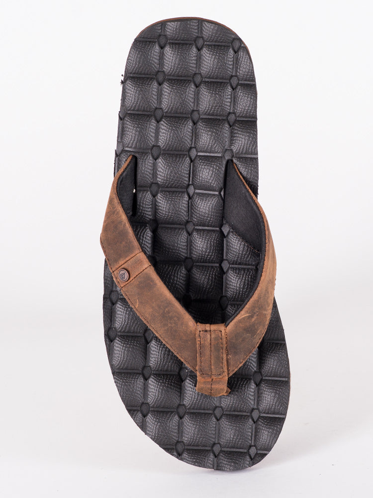 VOLCOM RECLINER SANDALES EN CUIR POUR HOMMES - LIQUIDATION