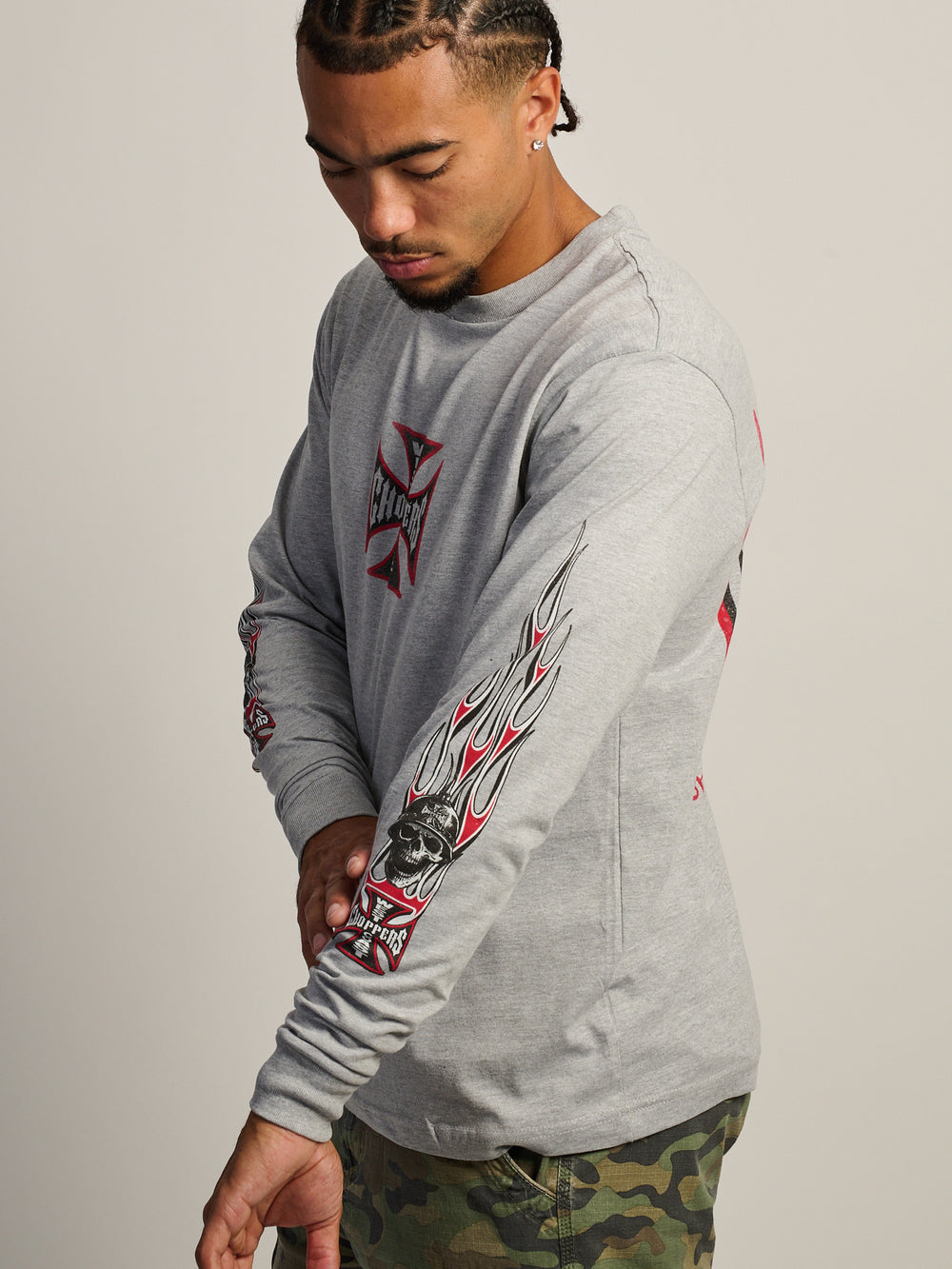 WEST COAST CHOPPERS FLAMES LONG SLEEVE TEE