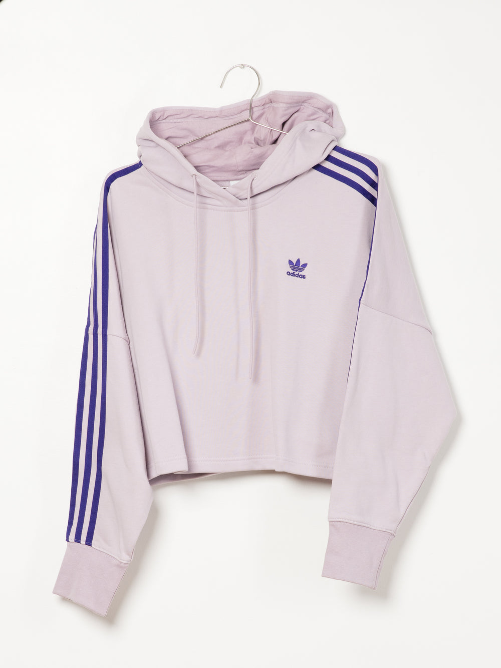 ADIDAS 3 STRIPE CUT OFF CROP PULLOVER HOODIE  - CLEARANCE