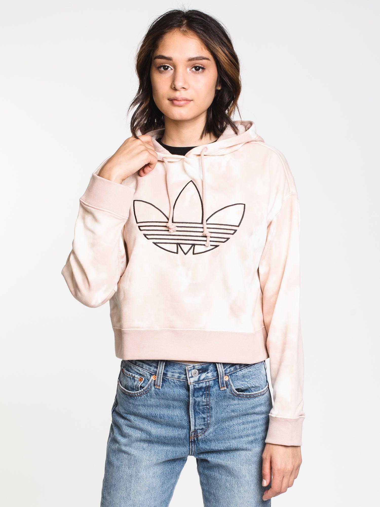 Adidas crop clearance top hoodie pink