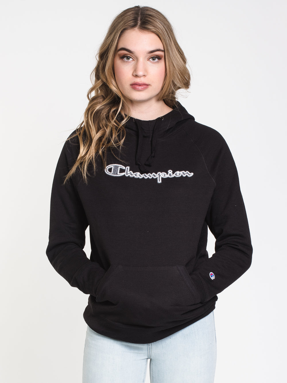 CHAMPION POWERBLEND SCRIPT PULLOVER HOODIE  - CLEARANCE