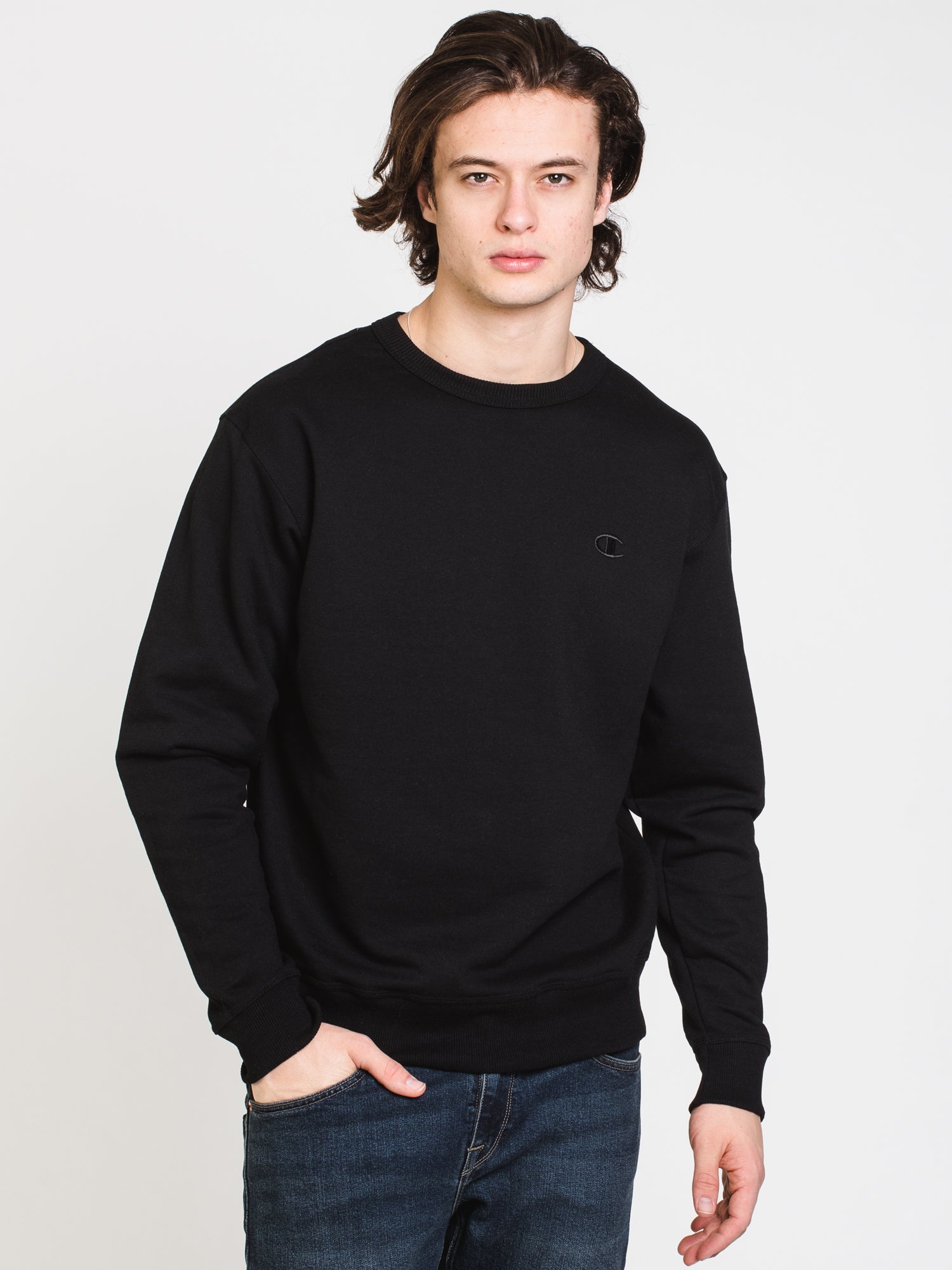 Champion men's powerblend fleece best sale pullover crew