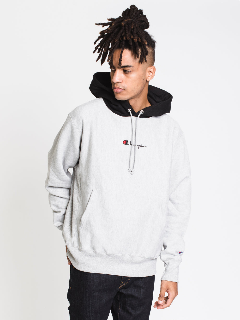 CHAMPION REVERSE WEAVE COLOUR BLOCK PULLOVER HOODIE  - CLEARANCE