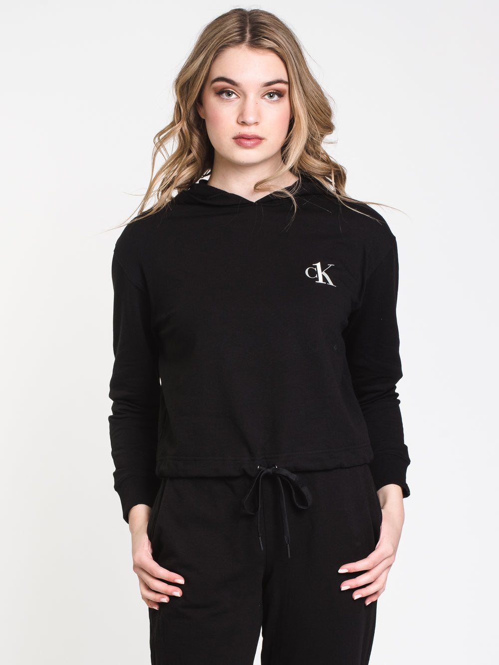 CALVIN KLEIN LONG SLEEVE HOODIE WITH DRAWSTRING - CLEARANCE