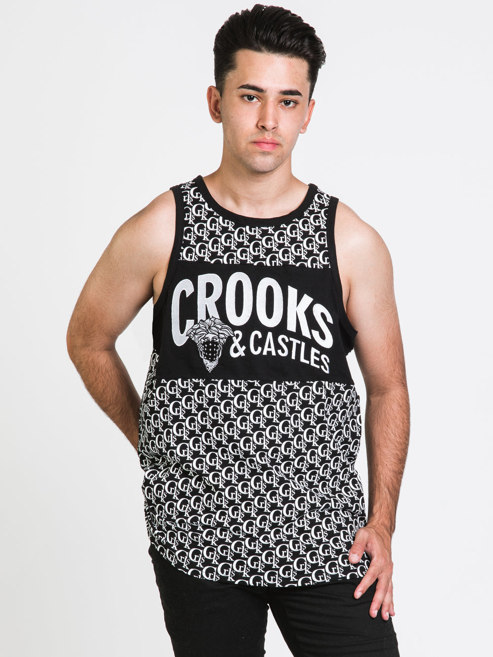 CROOKS & CASTLES LUX EMBROIDERED TANK  - CLEARANCE