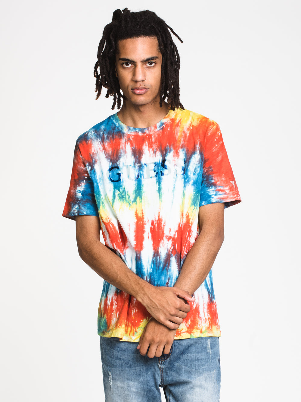 MENS GUESS MULTI TIE DYE S/S T - CLEARANCE