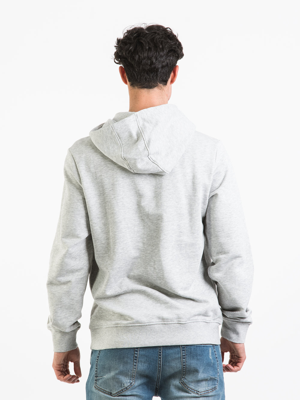 GUESS ORGANIC FRENCH TERRY COTTON COLLEGIATE PULL OVER HOODIE - CLEARANCE