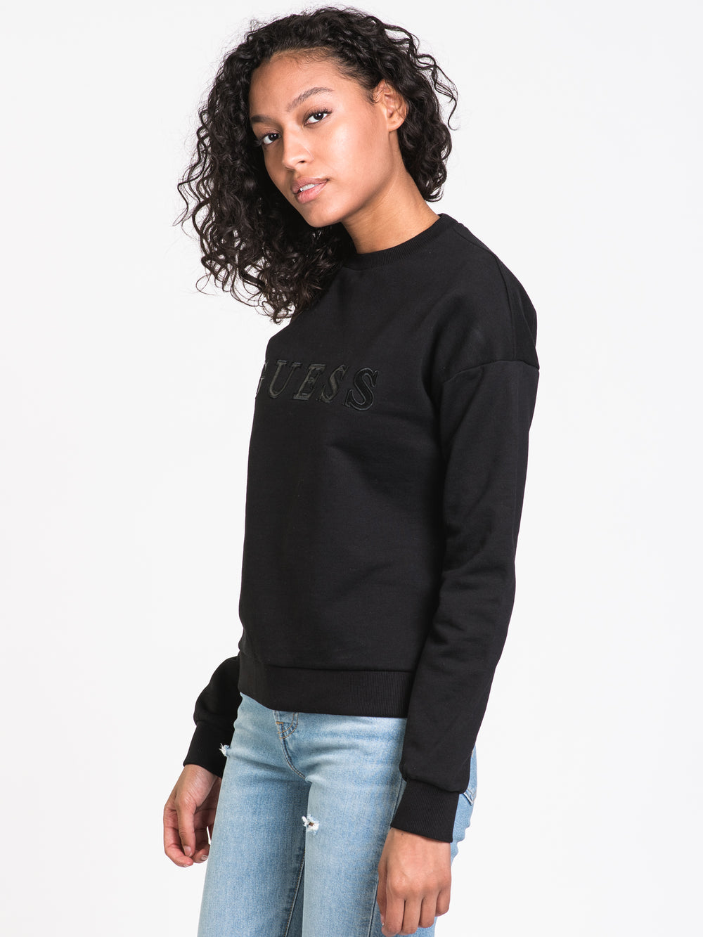 GUESS TONAL EMBROIDERED CREW  - CLEARANCE