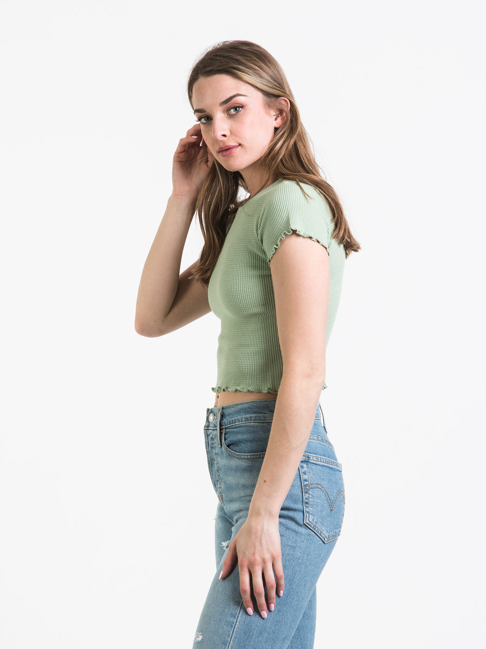 HARLOW ALLIE WAFFLE SOLID TEE - CLEARANCE