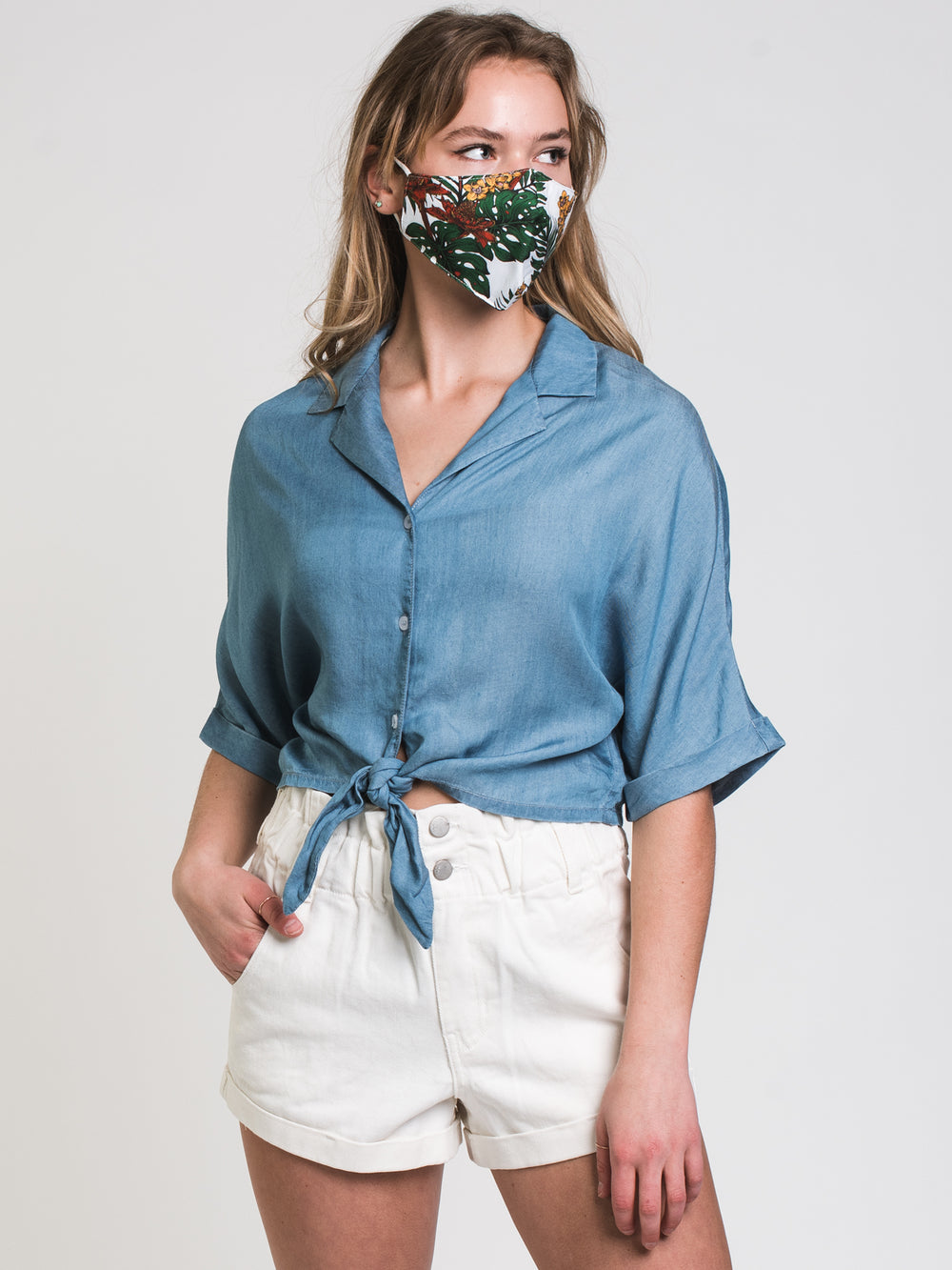 HARLOW CAMP TIE-UP CHAMBRAY SHIRT - CLEARANCE
