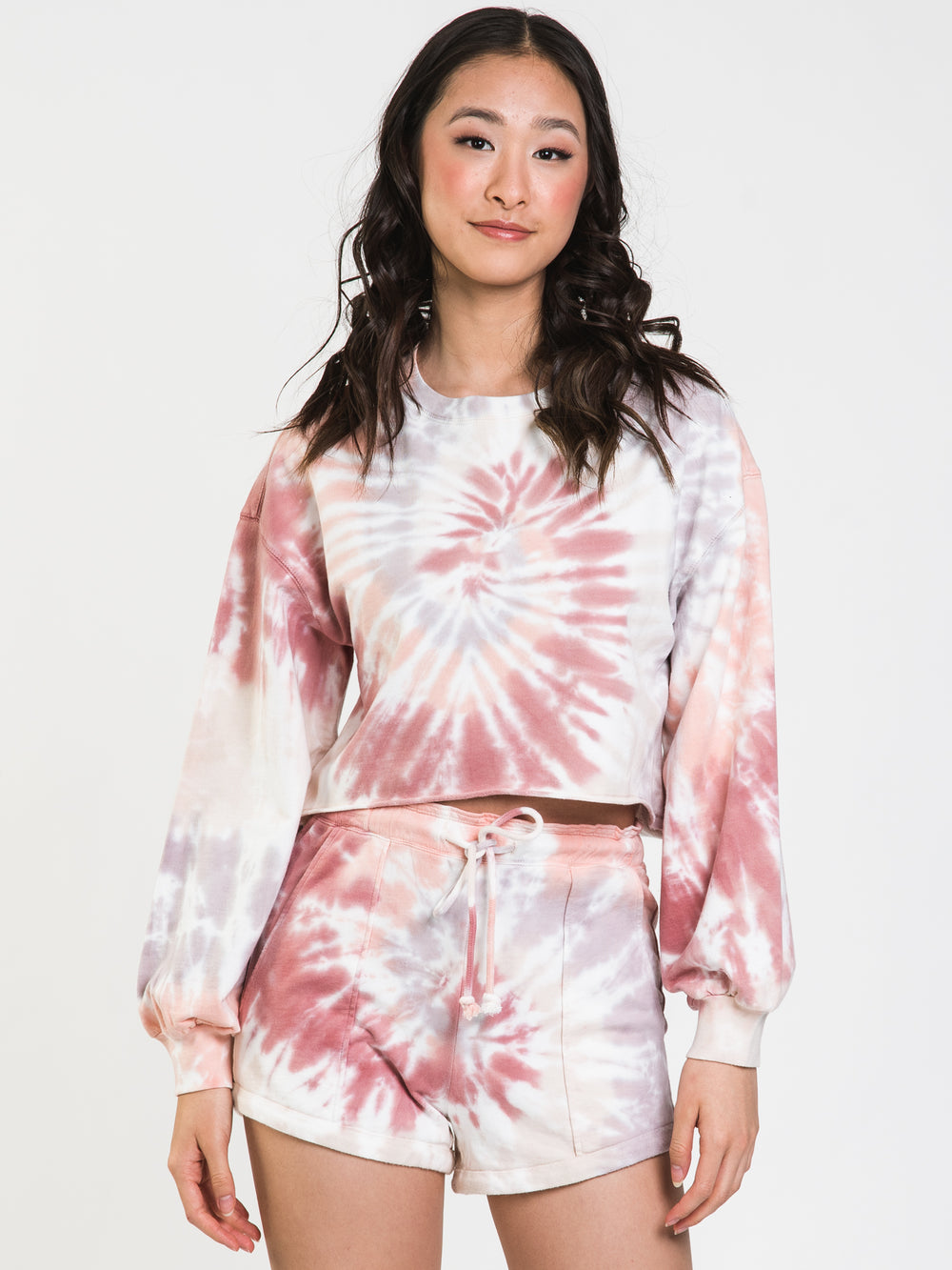 HARLOW GISELLE TIE DYE CROPPED CREW - CLEARANCE