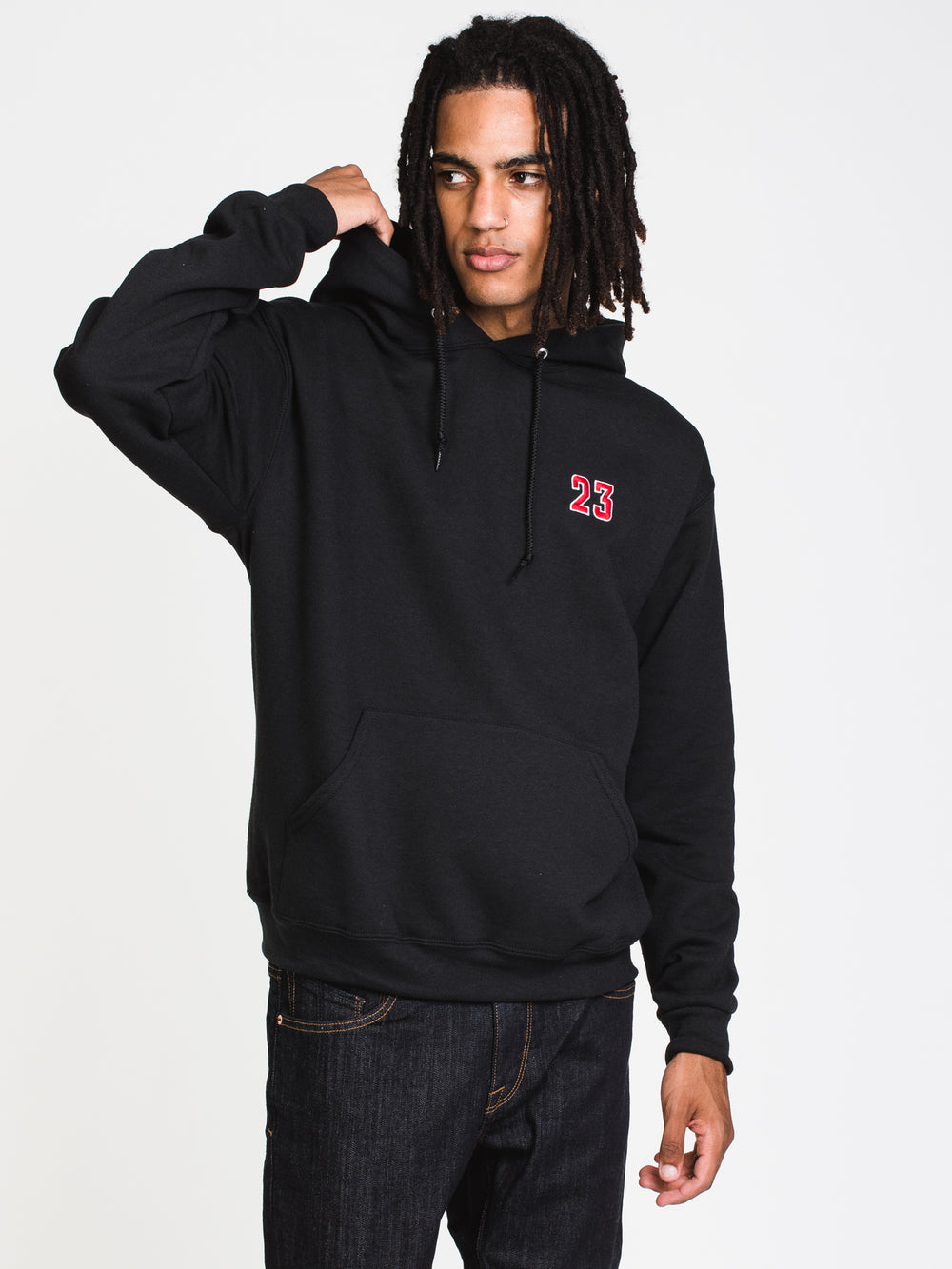 23 EMBROIDERED HOODIE - BLACK - CLEARANCE