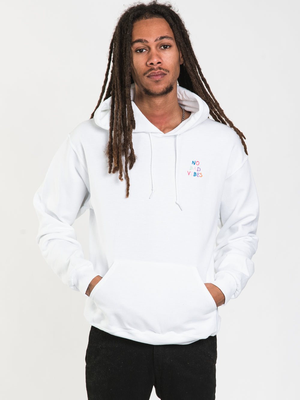 NO BAD VIBES EMBROIDERED HOODIE - CLEARANCE