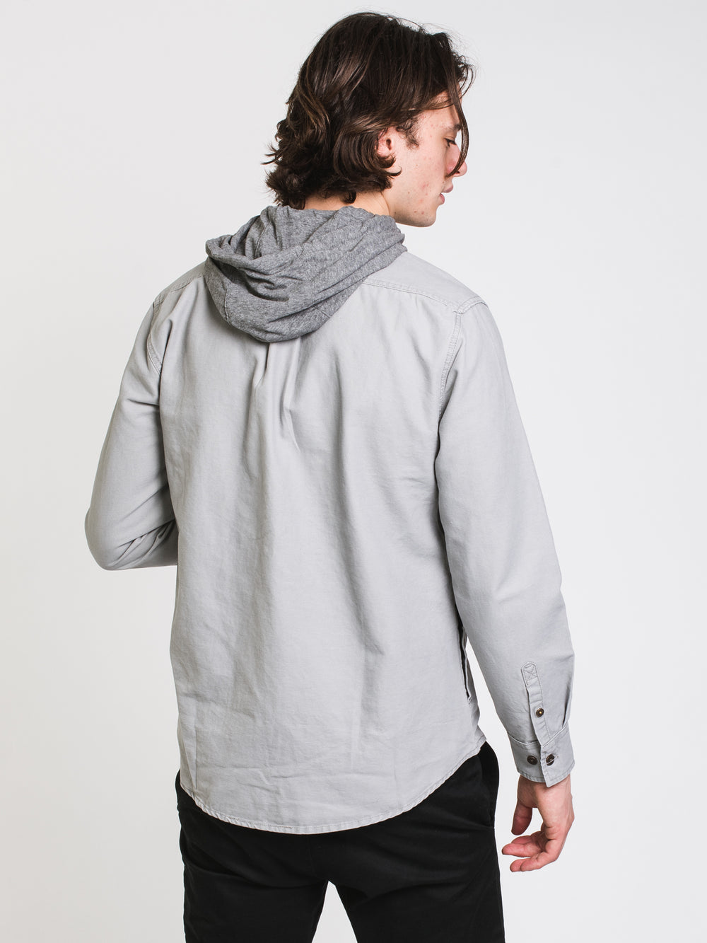 KOLBY COLLARED HOODIE BUTTON UP - CLEARANCE