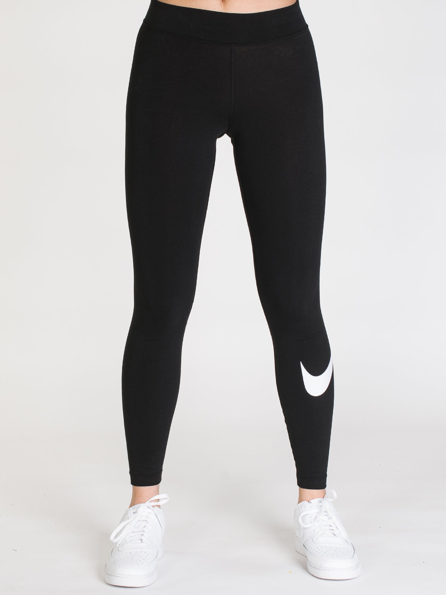 Nike Women's Swoosh Club Legging With waist Detail In Black Size XL 