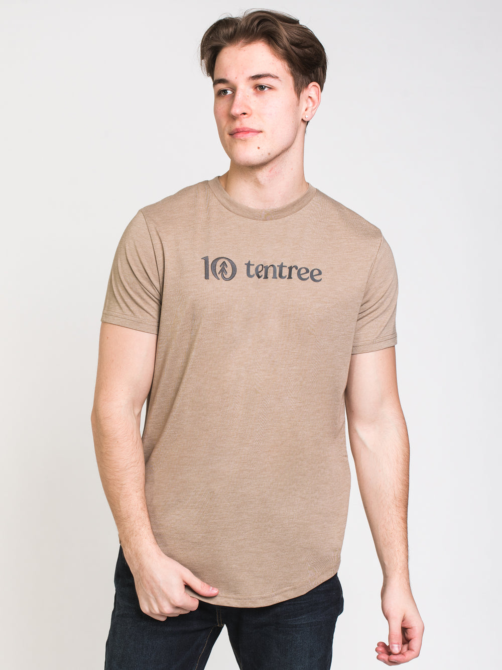 TENTREE LOGO EMBROIDERED CURVED T-SHIRT  - CLEARANCE