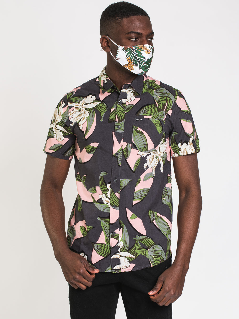 VOLCOM CUT OUT SHORT SLEEVE FLORAL - CLEARANCE