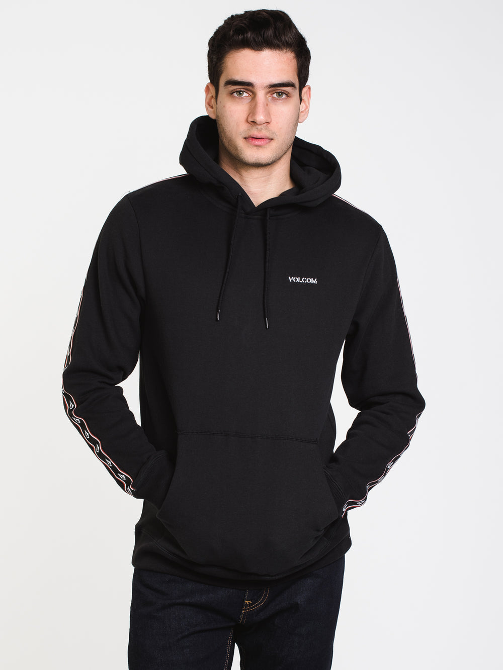 MENS BANES TAPING PULLOVER HOODIE - BLACK - CLEARANCE
