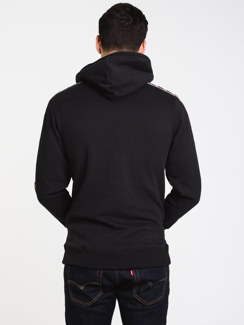 MENS BANES TAPING PULLOVER HOODIE - BLACK - CLEARANCE