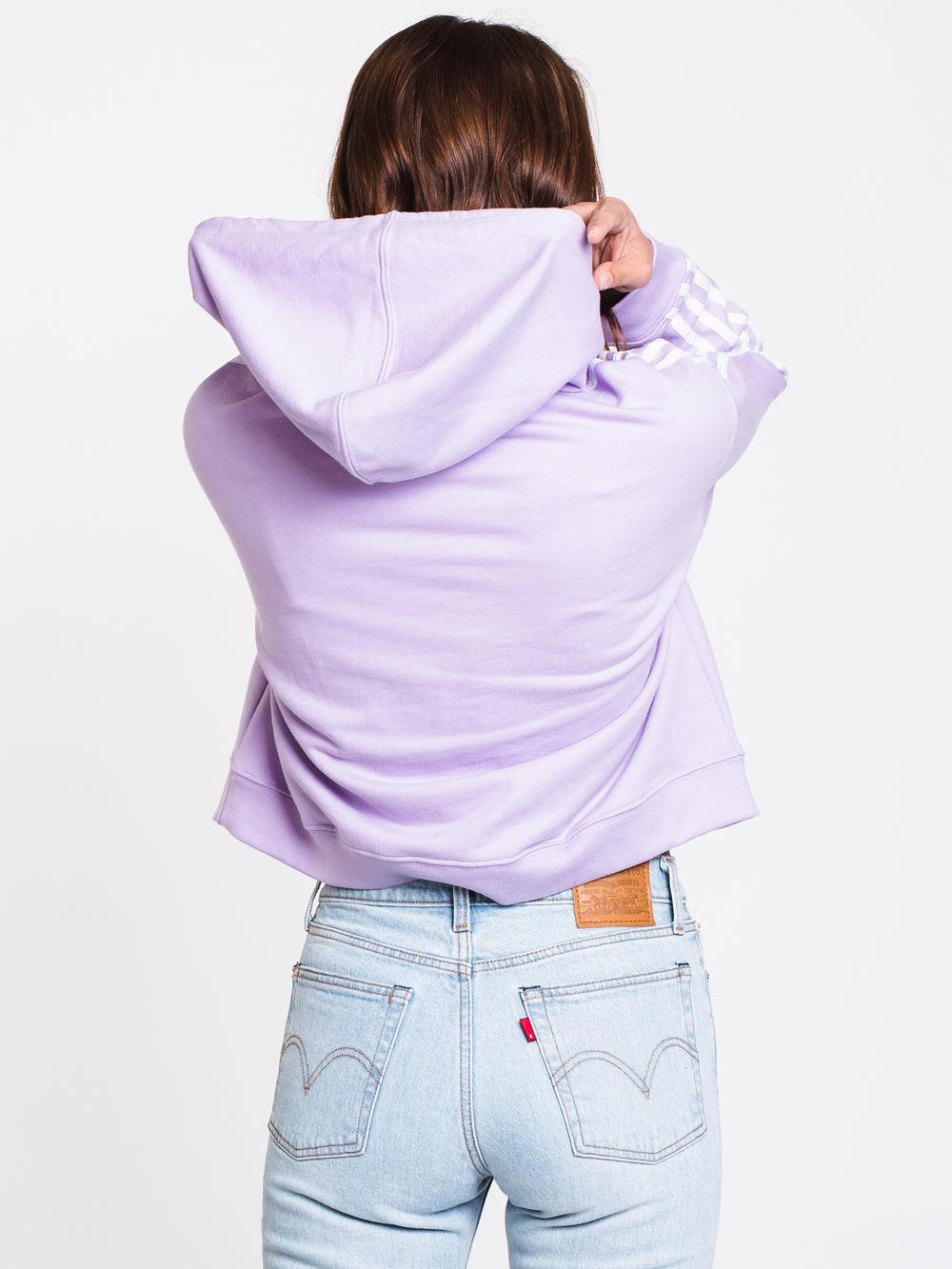 WOMENS CROPPED PULLOVER HOODIE - PURPLE - CLEARANCE