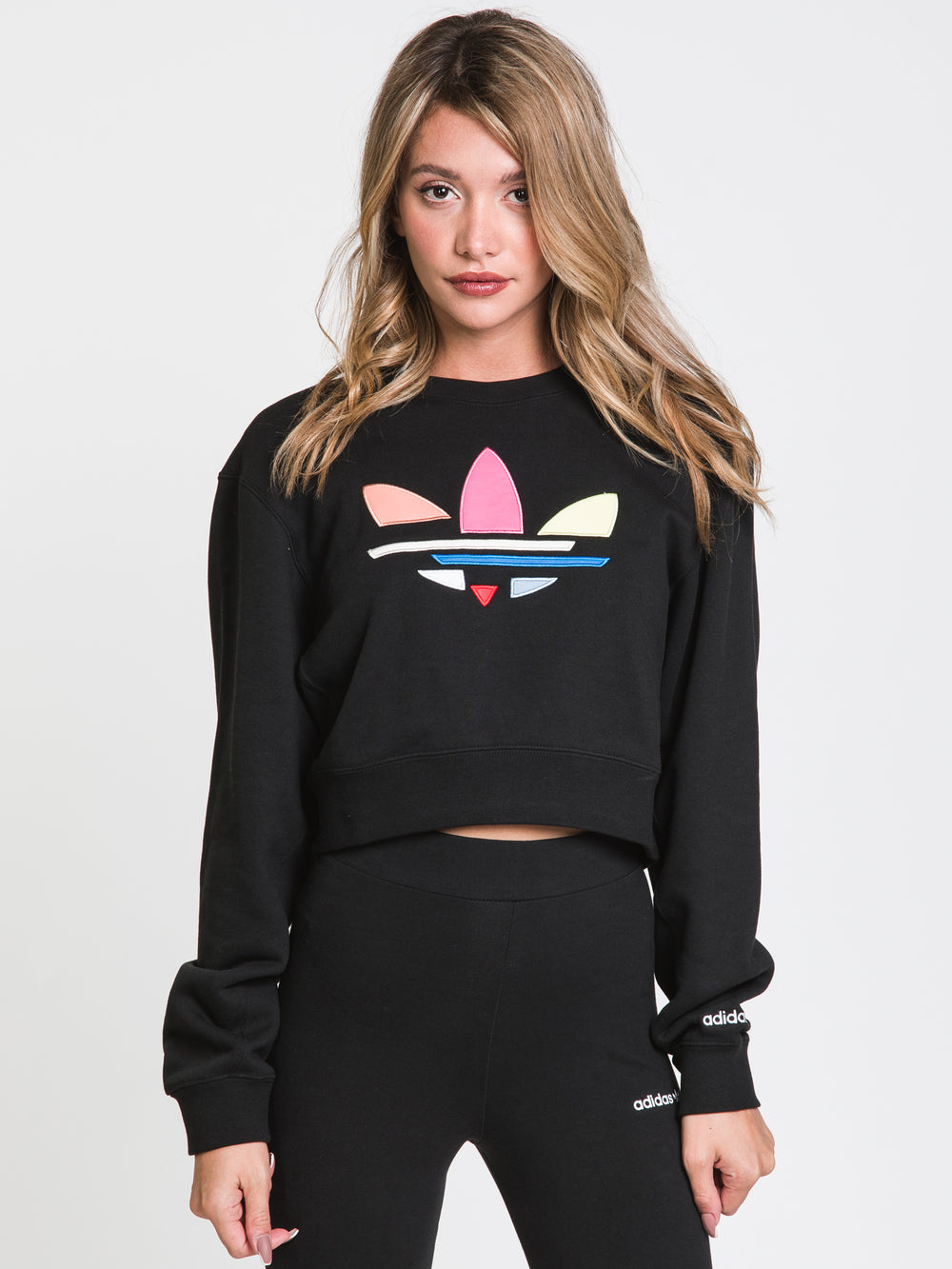 ADIDAS F/T CROPPED EMBROIDERED LOGO SWEATSHIRT  - CLEARANCE
