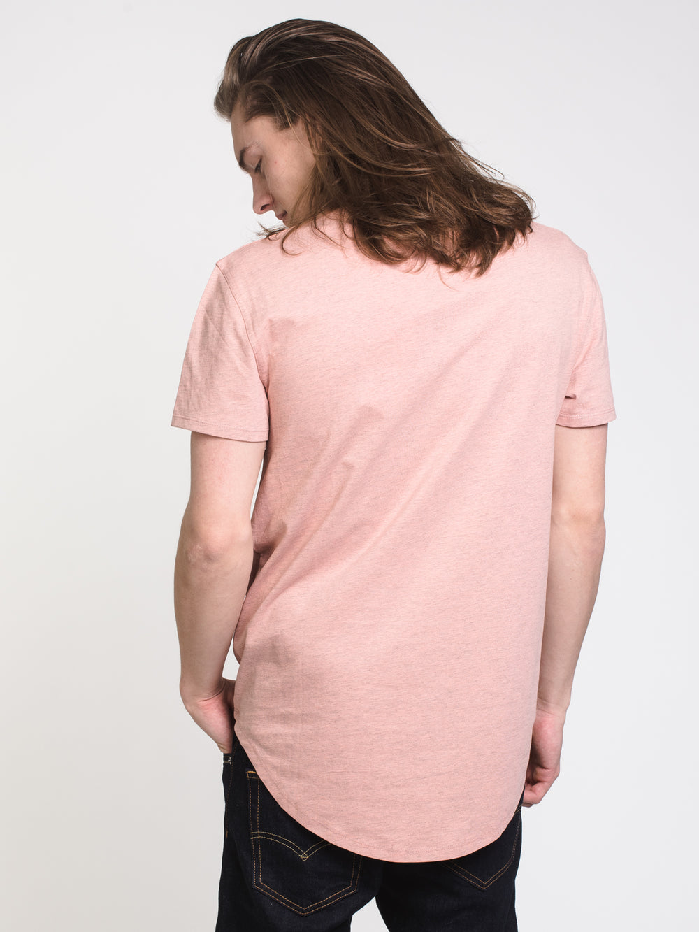 MENS LONGLINE T - PINK - CLEARANCE