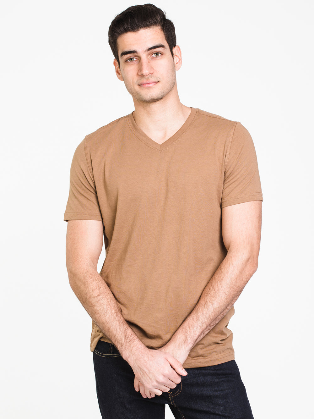 MENS VICTOR VNECK T - FLAX - CLEARANCE