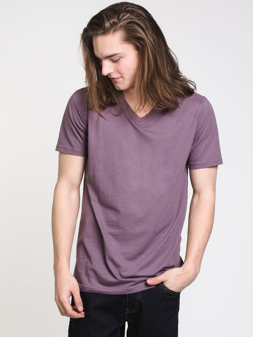 MENS VICTOR VNECK T - LILAC - CLEARANCE