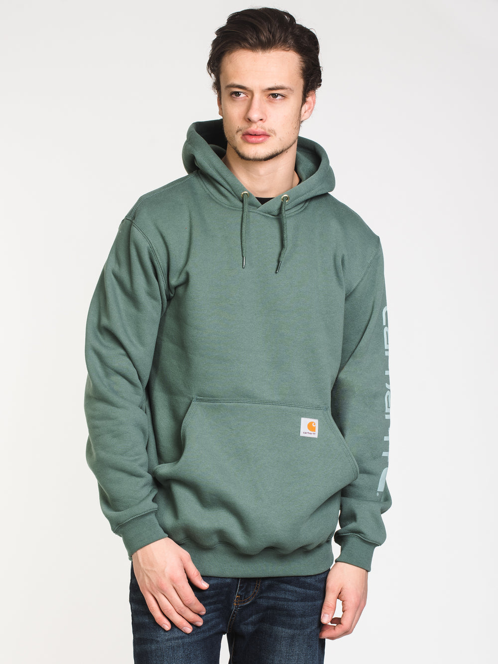 MENS CARHARTT SLV PULLOVER HOODIE - GREEN - CLEARANCE