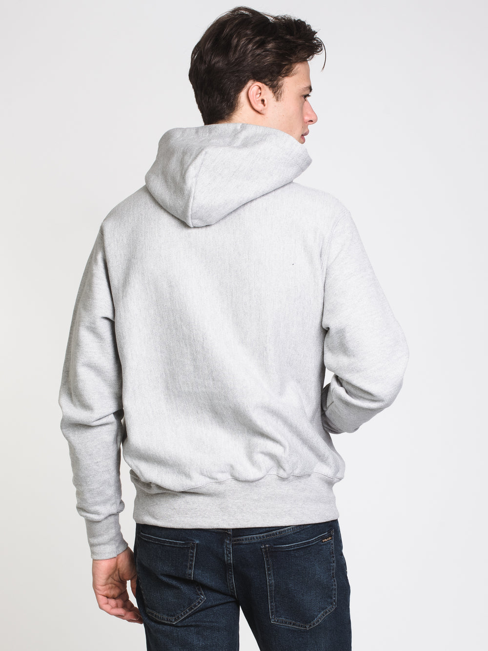 PULL-OVER À CAPUCHE BRODÉ AVEC ÉCRITURE POUR HOMME - GRIS - LIQUIDATION