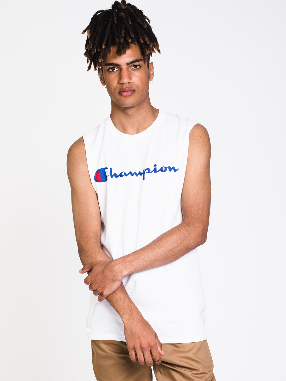 MENS GRAPHIC MSCLE TANK - WHITE - CLEARANCE