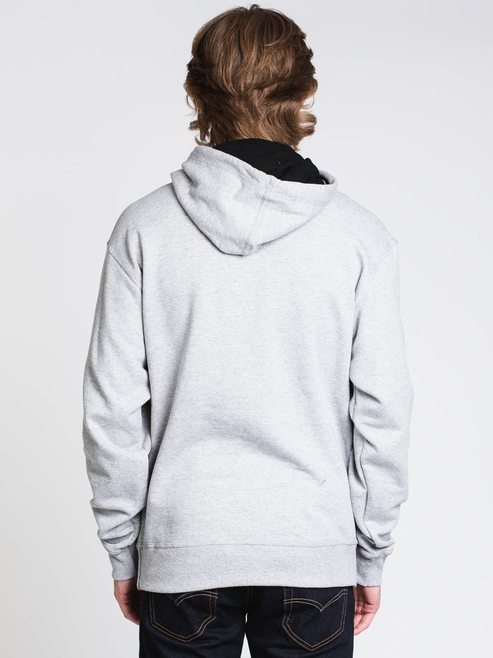 MENS COLOUR POP PULLOVER HOODIE - GREY/ROYAL - CLEARANCE