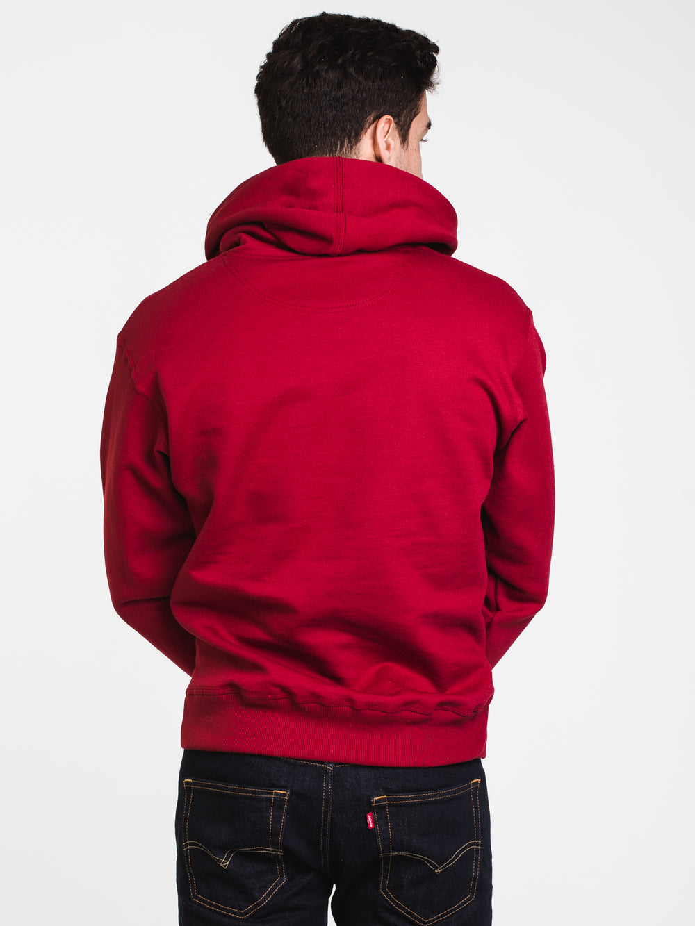 MENS COLOUR POP PULLOVER HOODIE - CHERRY/GLD - CLEARANCE