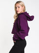 CHAMPION WOMENS CROP CUTOFF PULLOVER HOODIE- PURPLE - CLEARANCE - Boathouse