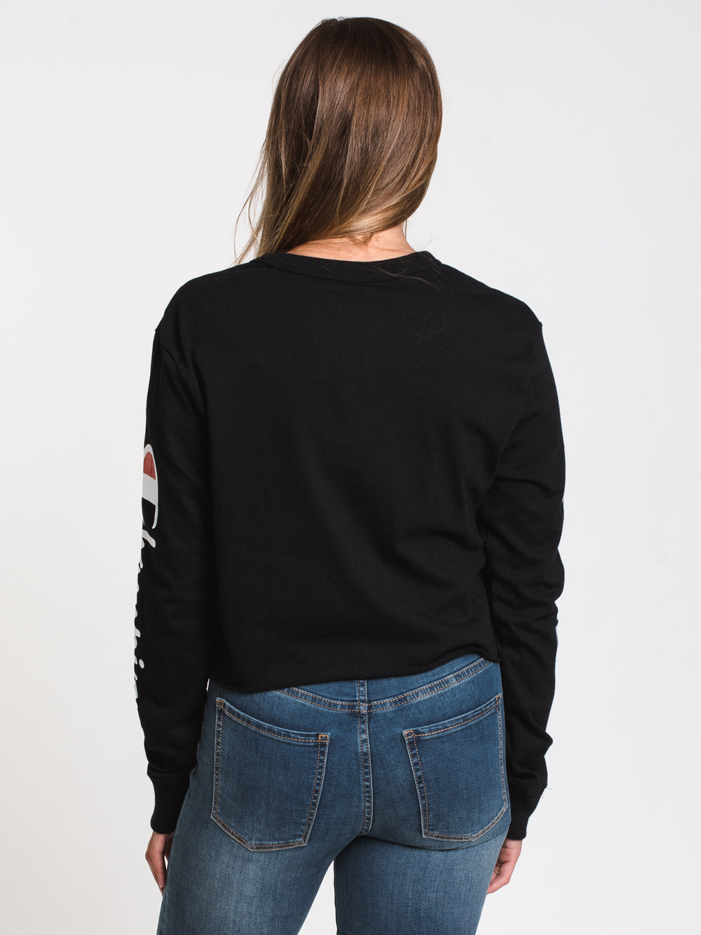 CHAMPION CROPPED LONG SLEEVE BOYFRIEND TEE - CLEARANCE