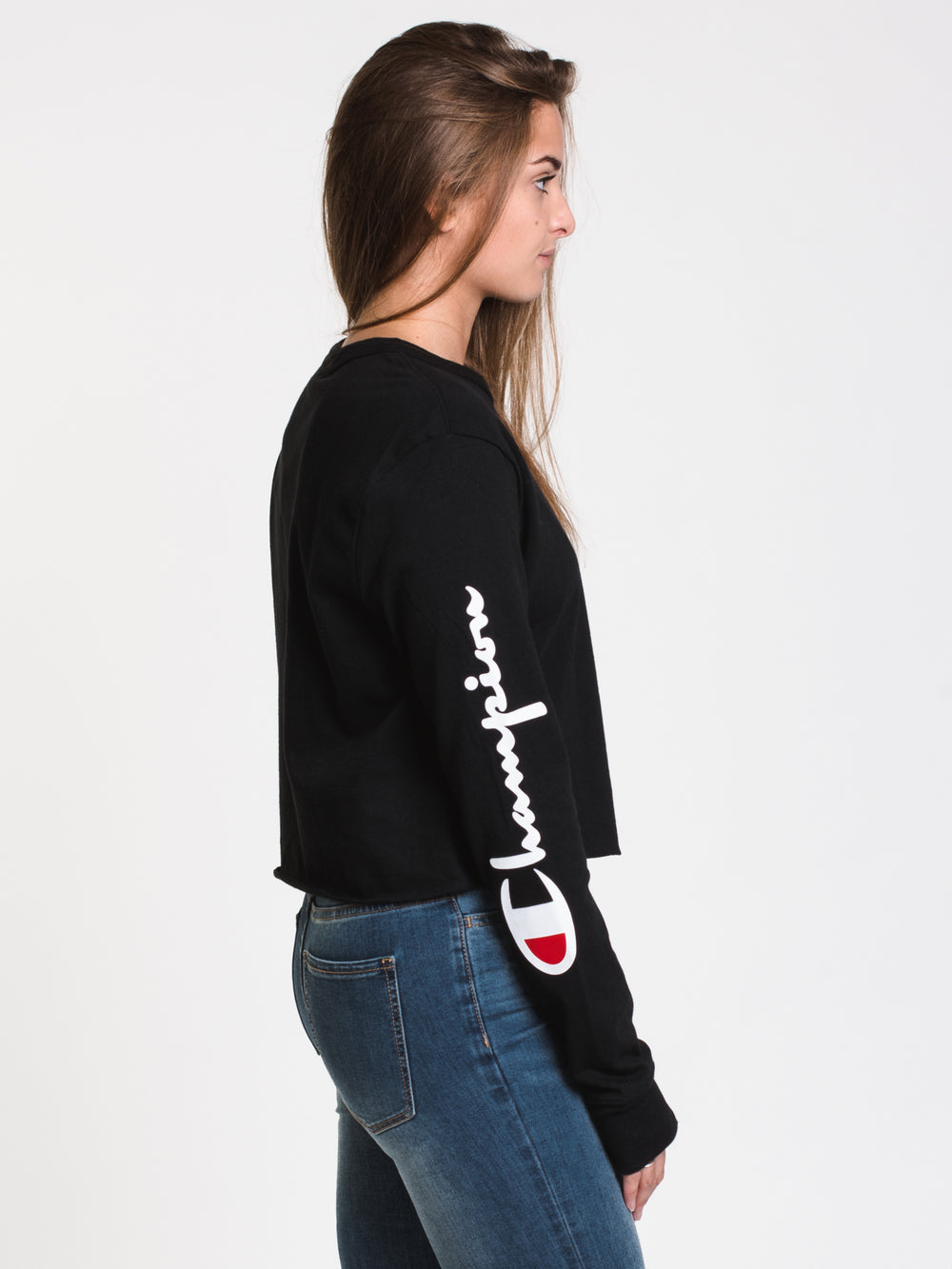 CHAMPION CROPPED LONG SLEEVE BOYFRIEND TEE  - CLEARANCE