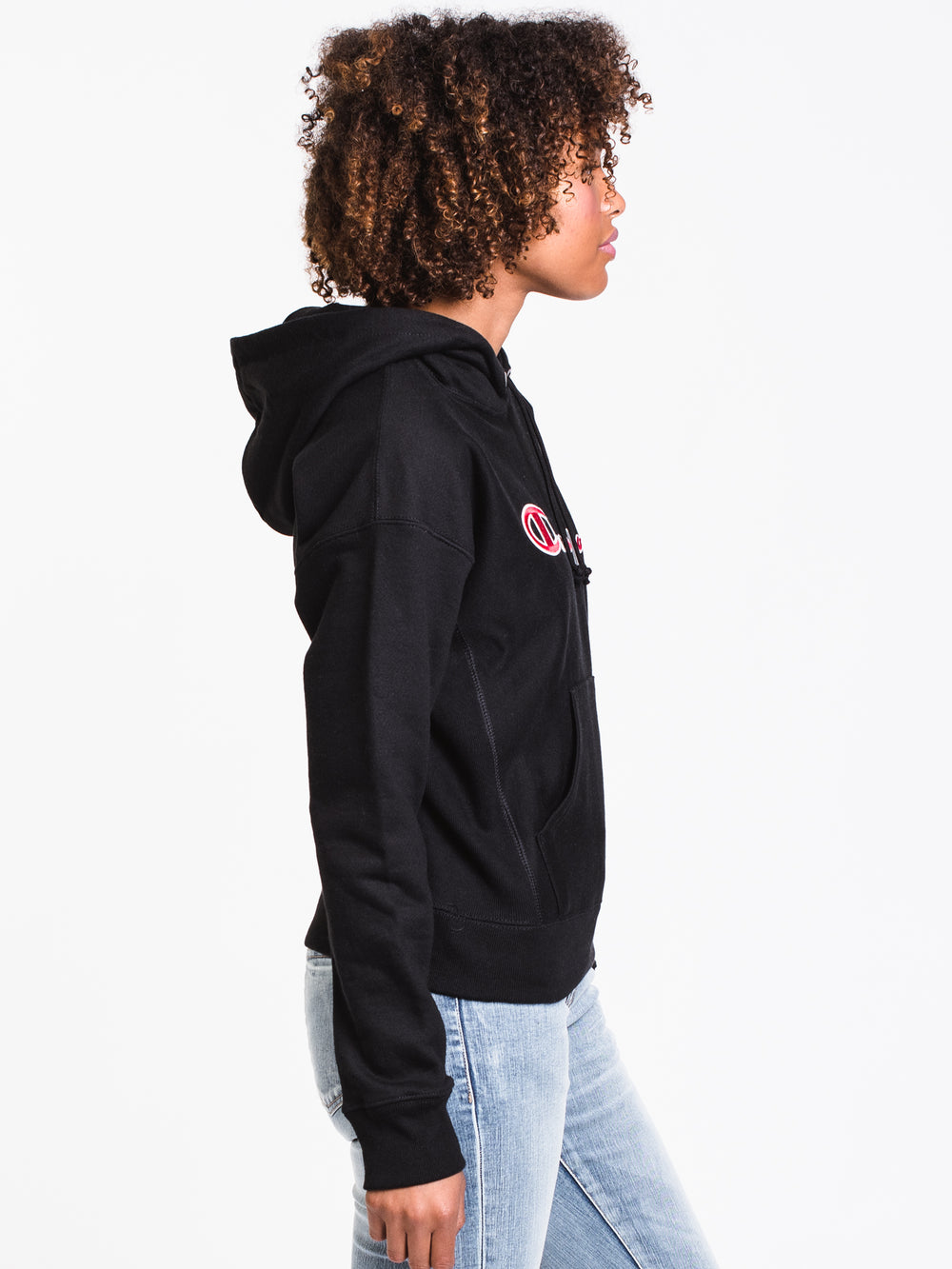 WOMENS 3COLOUR SCRIPT PULLOVER HOODIE- BLK - CLEARANCE