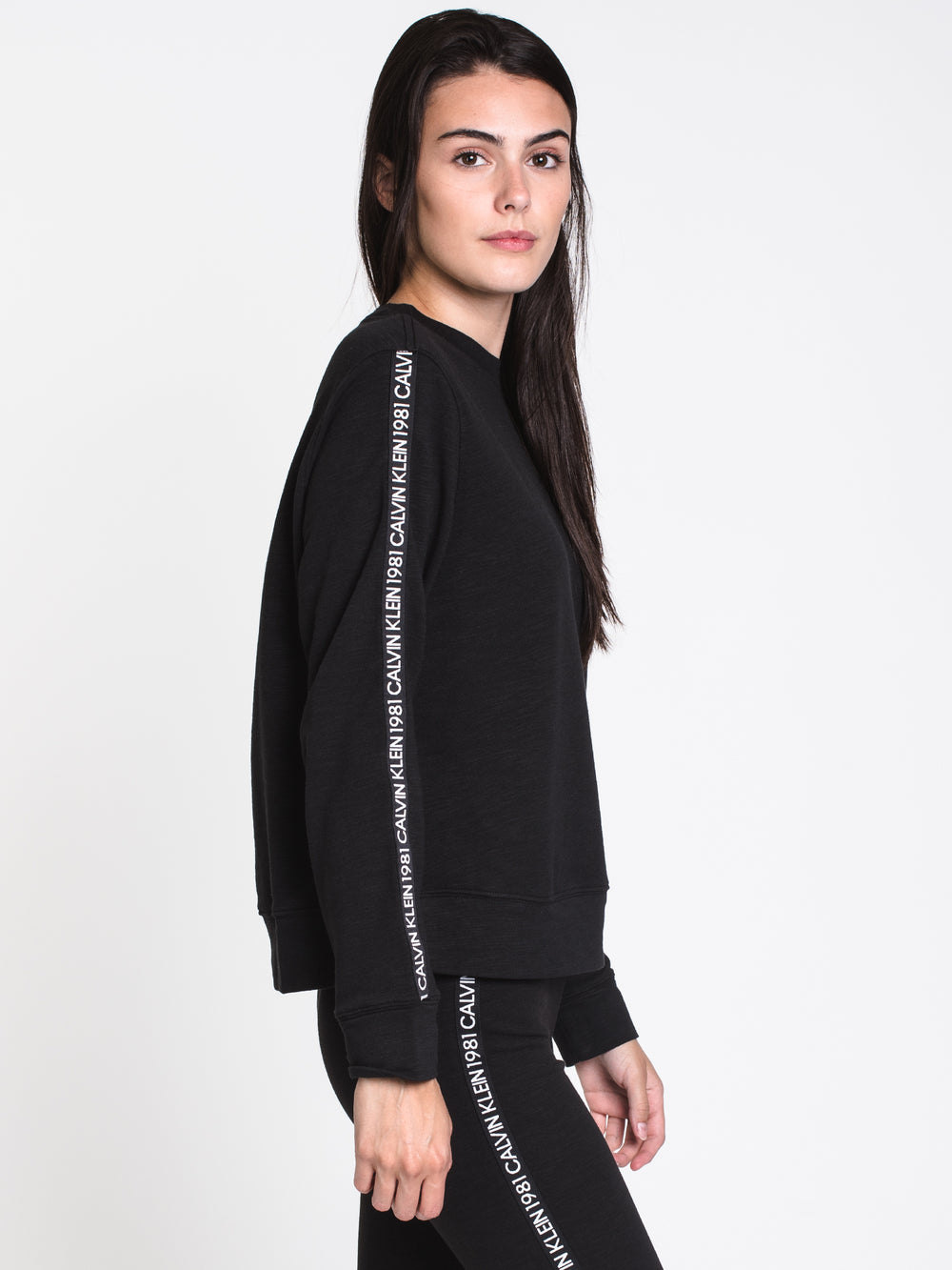 WOMENS 1981 BOLD TAPED CREW - BLACK - CLEARANCE