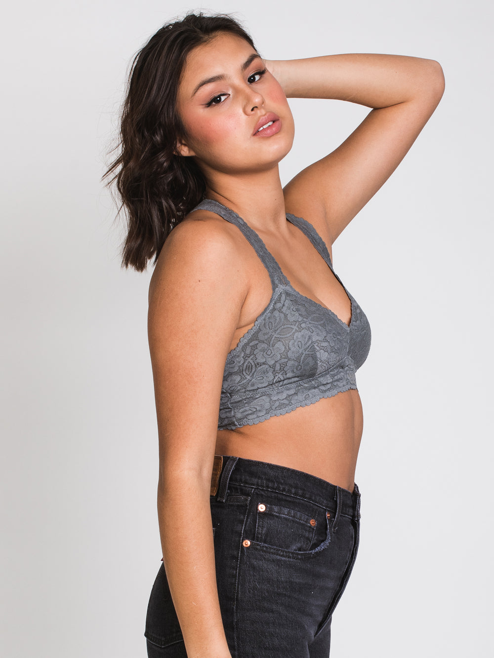 FREE PEOPLE GALLOON LACE RACERBACK - GRAPHITE - CLEARANCE