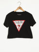 GUESS WOMENS CLASSIC LOGO SHORT SLEEVE CROP TEE-BLK - CLEARANCE - Boathouse