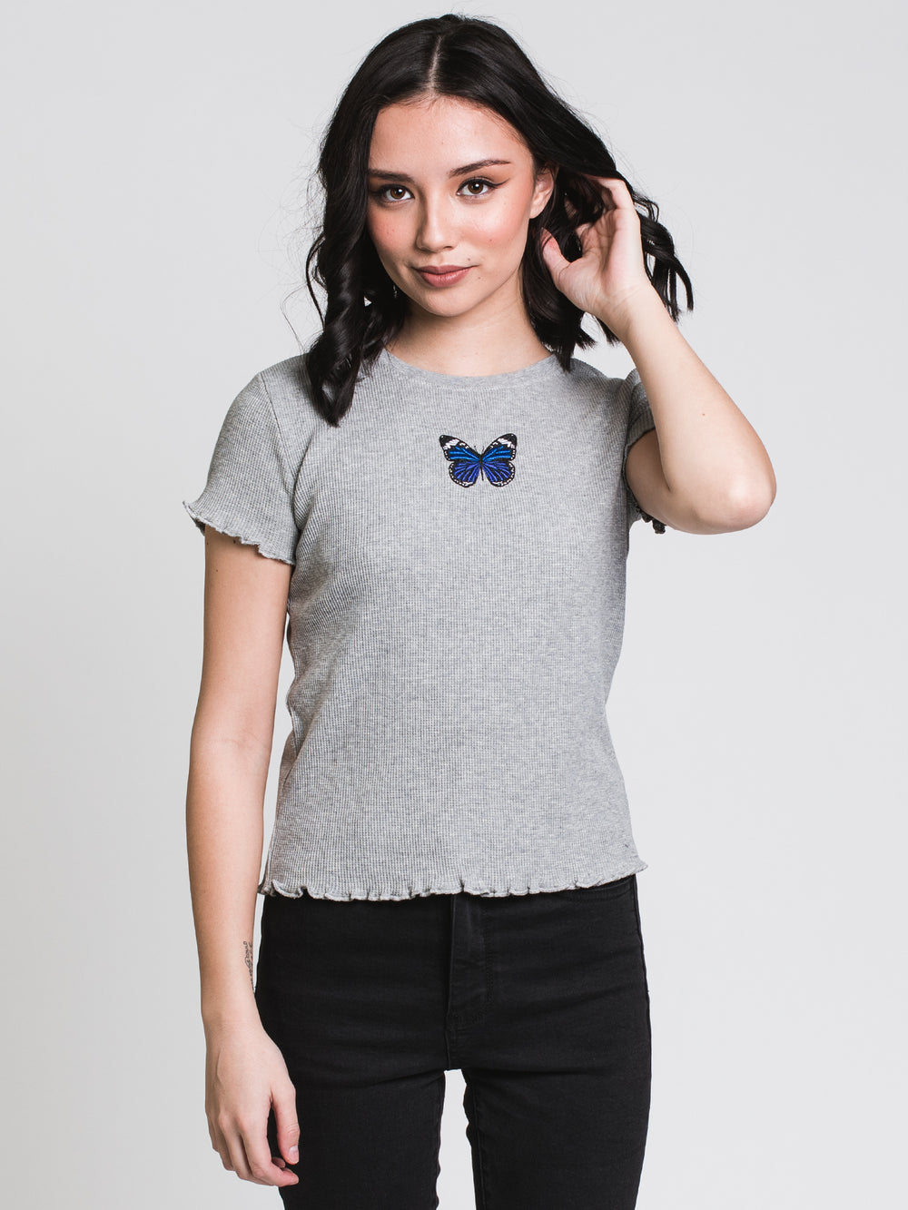 HARLOW WAFFLE EMBROIDERED TEE  - CLEARANCE